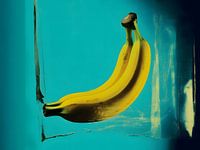 Banana Duett - A Symphony of Color - Vibrant Turquoise & Bold Yellow Wall Art