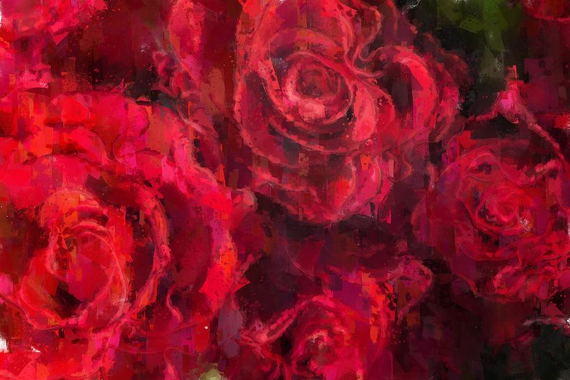 Un lit de roses rouges par Theodor Decker