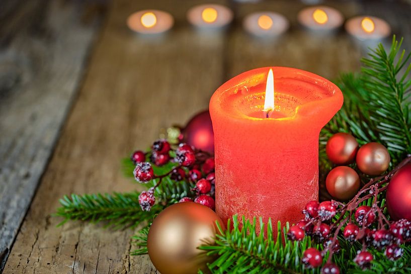 Christmas burning red candle flame by Alex Winter