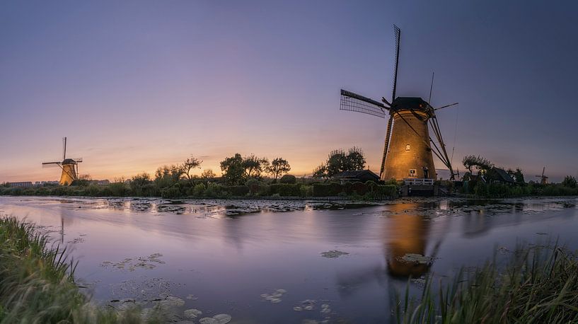 Panorama lit kinderdijk by Jan Koppelaar Fotografie