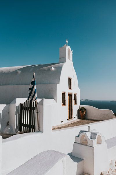 White church in Oia Santorini Greece by Manon Visser