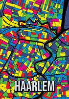 Haarlem: Colourful city plan - Abstract art poster for the wall