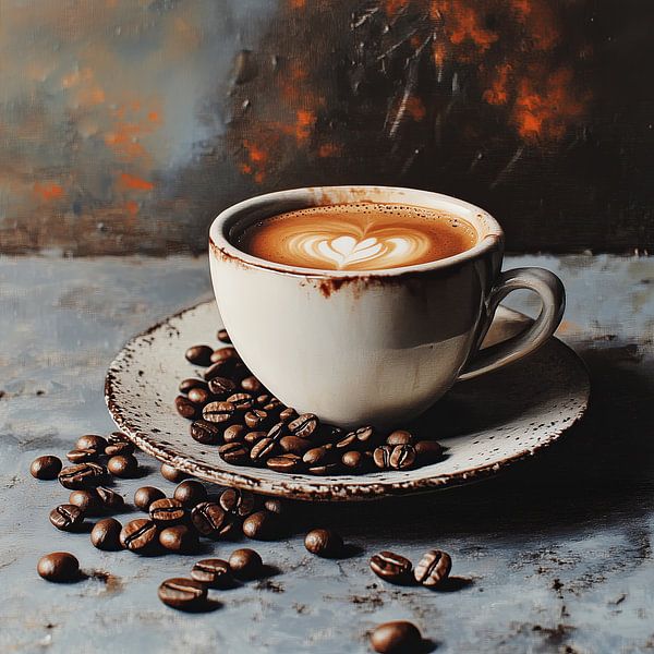 Atmospheric wall decoration with coffee cup - hot art for restaurant or coffee bar by Mel Digital Art