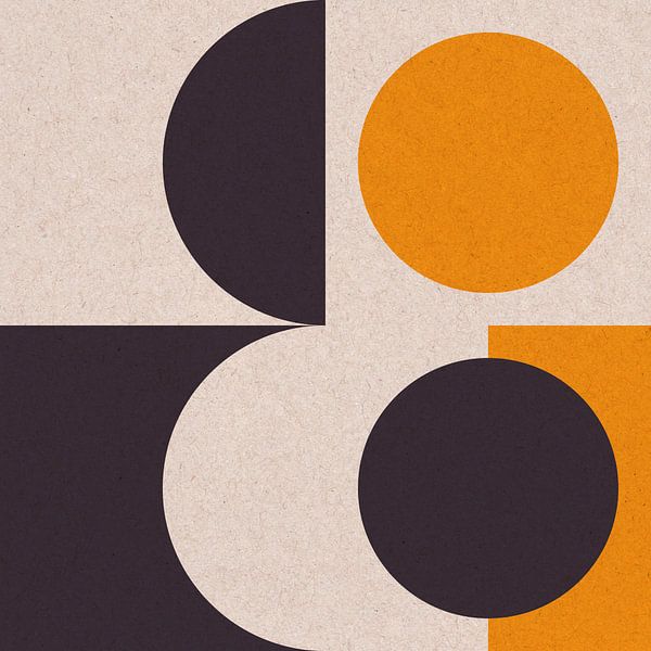 Retro gouden zon 2 in geel, zwart en wit. Abstract geometrisch. van Dina Dankers