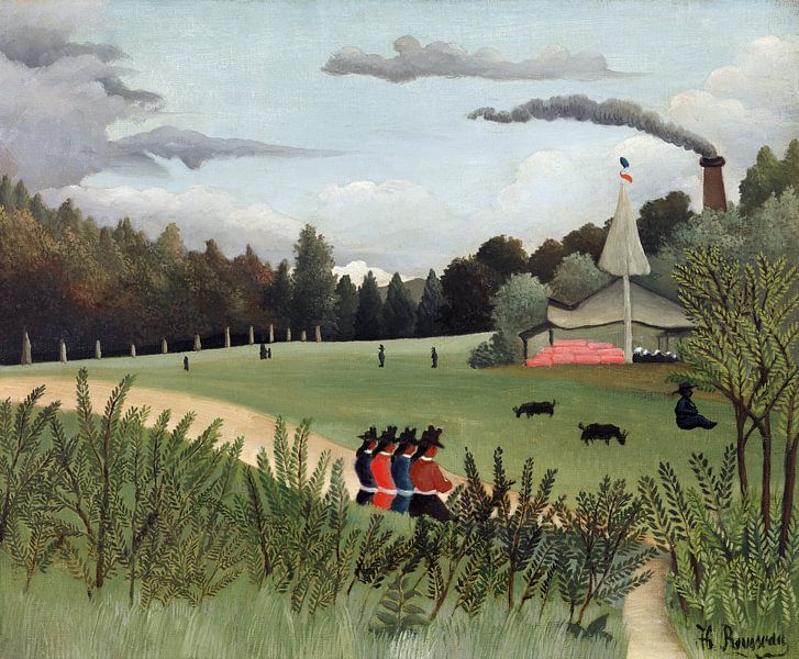 Landscape and four young girls, Henri Rousseau (ca. 1895) by Atelier Liesjes