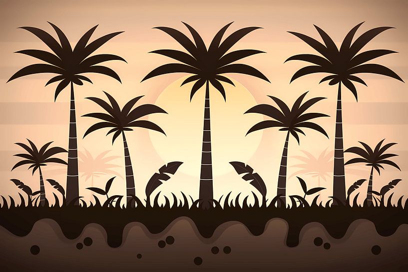 Palmiers au coucher du soleil par Art & Soul Creations