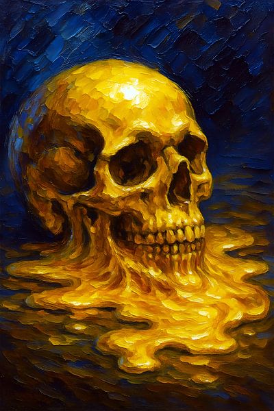 Golden skull painting by Johannes