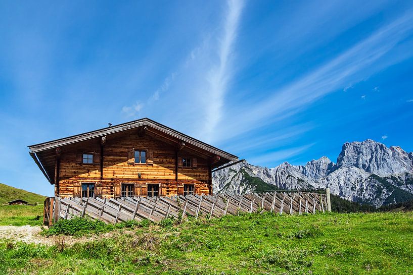 View of the Litzlalm with hut in Austria by Rico Ködder