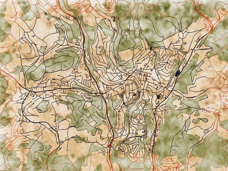 Karte von Gummersbach im stil 'Serene Summer' von Maporia