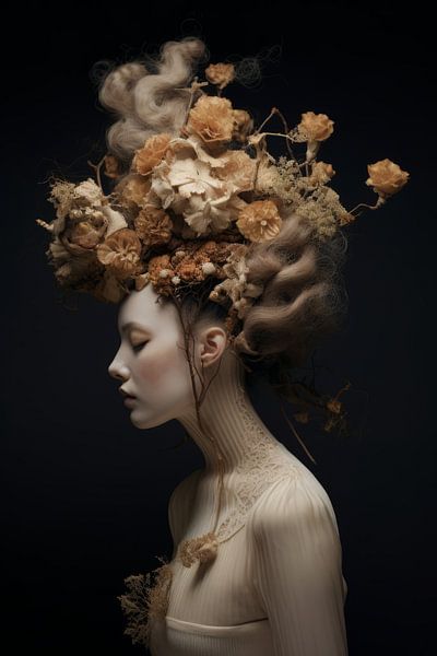 Flower Head Woman Digital Art by PIX on the wall