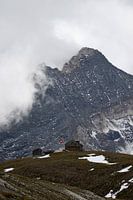 Lonely mountain hut in the Swiss alps