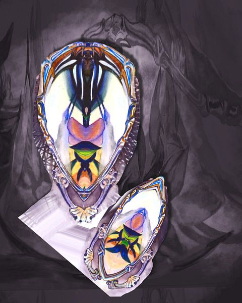 Alien in Taupe-/Lilatönen von Greta Lipman