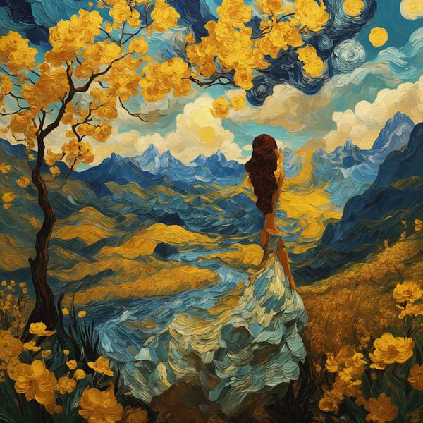 Beauty in autumn yellow mountain landscape by A.D. Digital ART