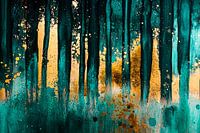 Forêt abstraite en or et vert