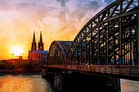Panorama de Cologne Coucher de soleil au Dom Artstyle