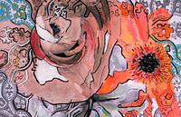 Mischtechnik mit verschiedenen Blumen.