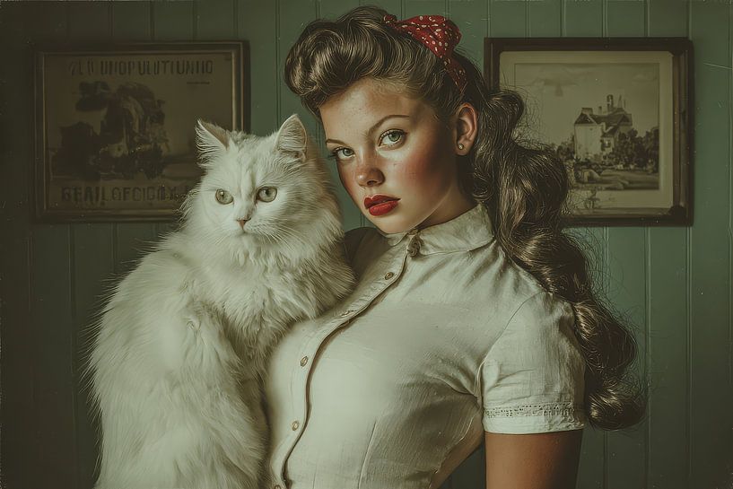 woman with pet retro boudoir look by Egon Zitter