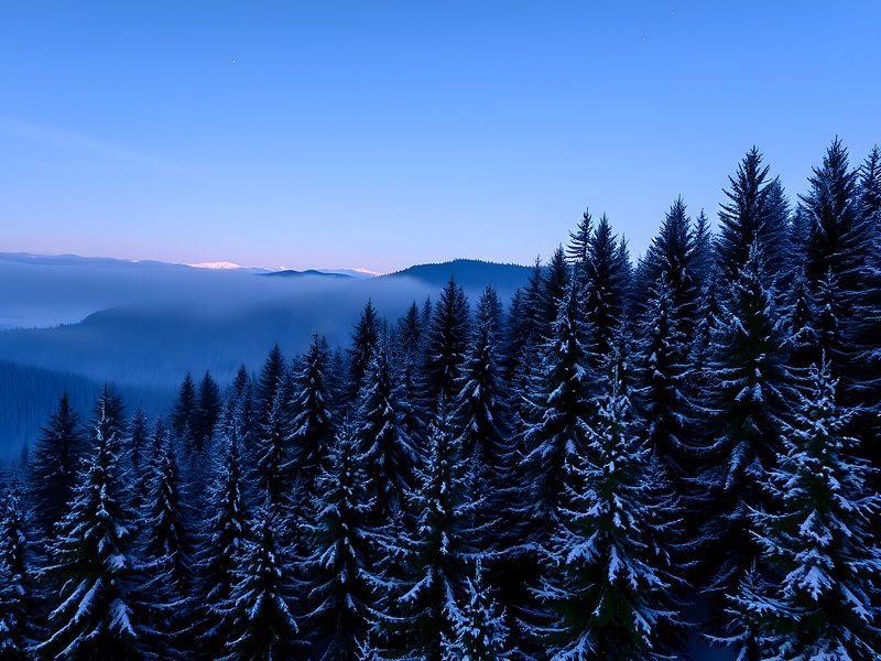Mystischer Wintermorgen im Bergwald von ButterflyPix