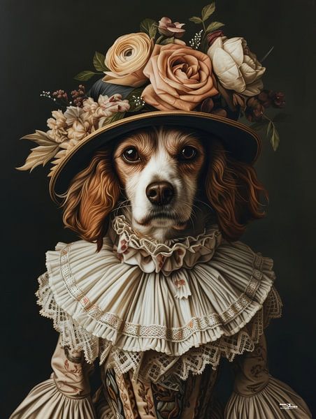 Hund in viktorianischem Kleid von Gelissen Artworks