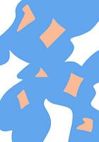 Abstrait en orange, bleu et blanc