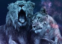 Galaxy Lion Couple in Love