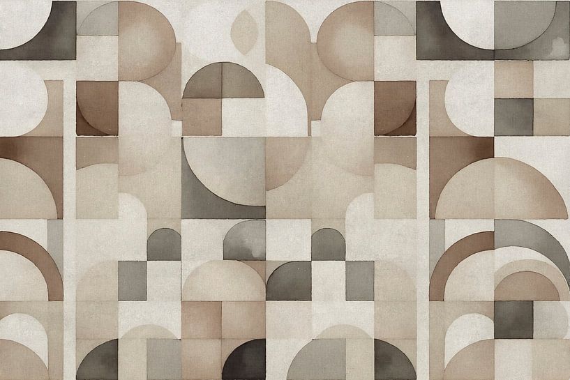 Mid Century Moderne abstrakte zeitgenössische Kunst in Erdfarben von Mad Dog Art