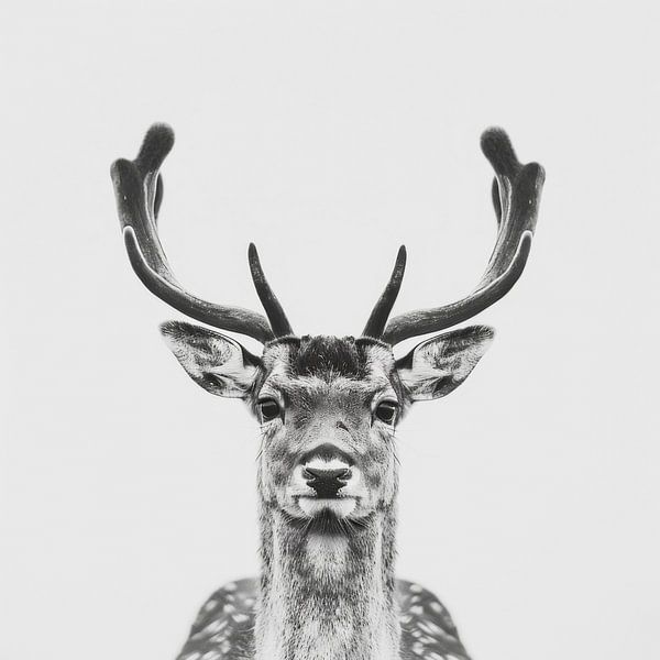 Schwarz-Weiß Hirsch-Porträt von Poster Art Shop