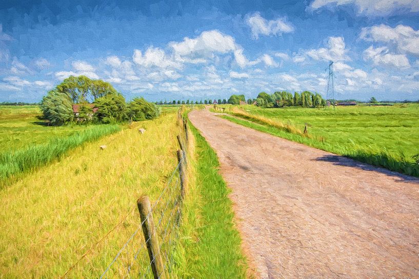Landschaft mit dem Westfriesischen Omringdijk von eric van der eijk