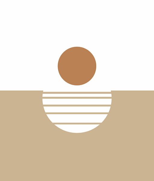 Retro Sonnenuntergang in Gold Ocker von Mad Dog Art