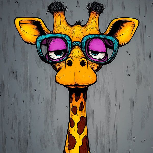 Fröhliche Giraffe schaut weise durch die Brille von Karina Brouwer