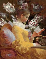Lesendes Mädchen, Jean-Honoré Fragonard - Blumentapete