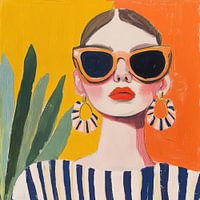 Gouache fashion portrait striped