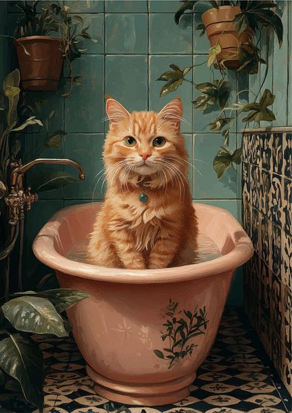 Cat vs Water by R Pevitanada