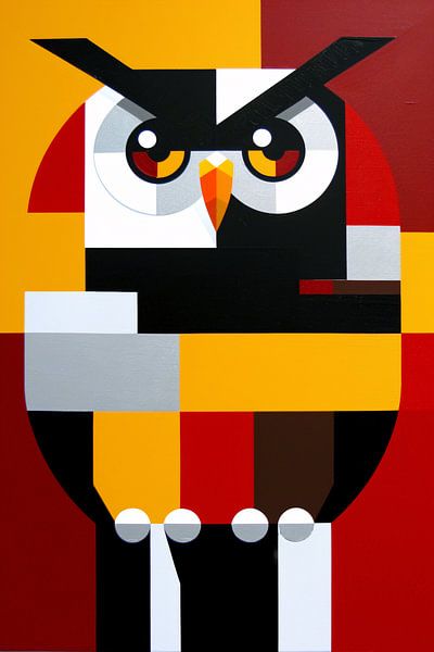 Peinture abstraite minimaliste d'un hibou par Art & Soul Creations