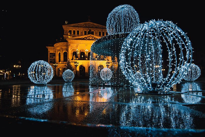 Alte Oper Frankfurt, lumières de Noël, soirée par Fotos by Jan Wehnert