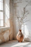 Elegant still life in white ambience in an abandoned location