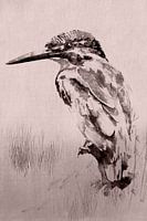 Martin-pêcheur romantique de style japonais, aquarelle de MadameRuiz 2:3