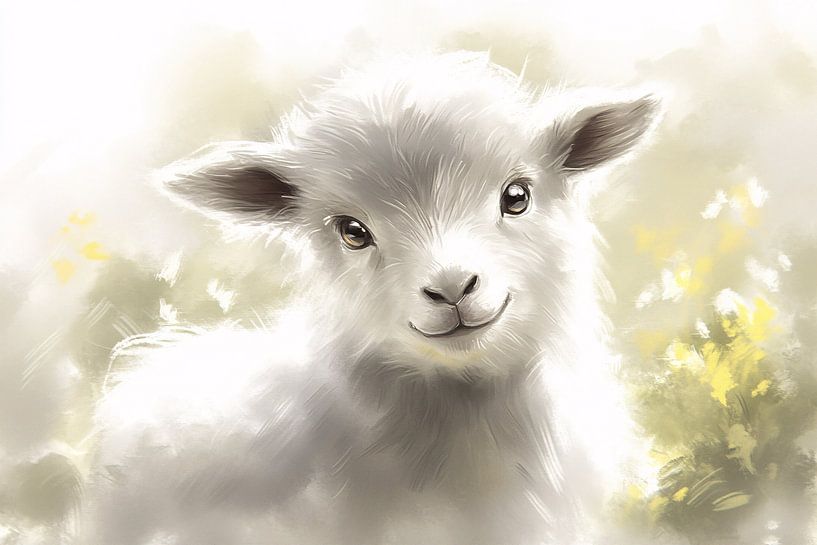 Niedliche Ziege mit Blumen von Imperial Art House