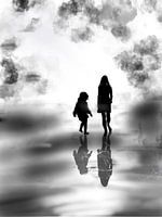 Mother and child on the beach