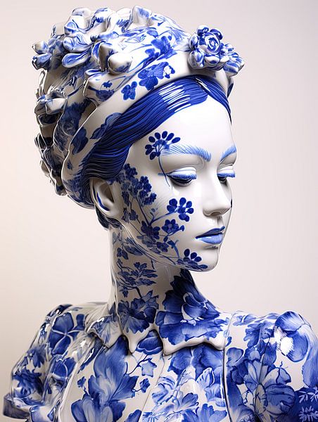 Lady in delft blue by Bert Nijholt