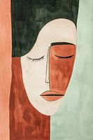 Frau in der Stille, gefangen in der irdischen Palette