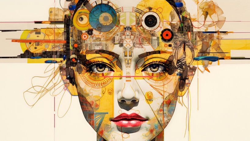 Pop-Art Neo-Dada-Frauenporträt von Preet Lambon