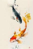 Aquarel met Koi Karpers (Nishikigoi)
