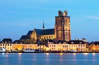 Grote Kerk Dordrecht during blue hour in the evening.