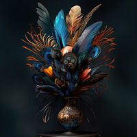 Nature morte vase avec plumes exotiques (8)