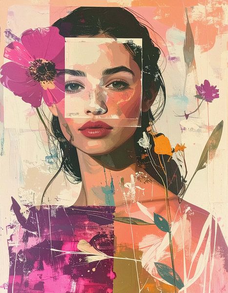 Abstract portret - Her Skin Remembers Summer van Moonheart Artworks