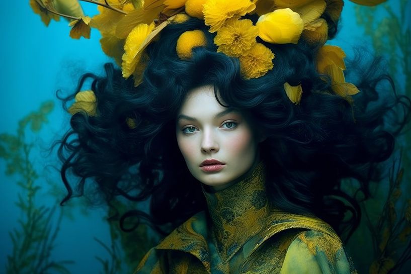 Modeporträt &quot;Gelb und Blau&quot; von Carla Van Iersel