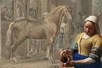 Das Milchmädchen und der Stall - Alte Meister in einer fantasievollen Collage