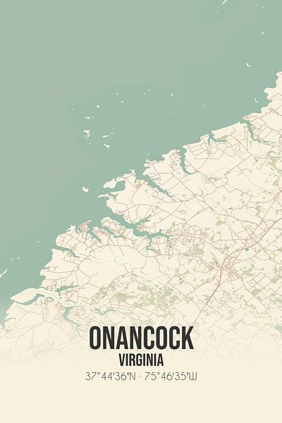 Carte d'époque d'Onancock (Virginie), USA. par Affiches de lieux