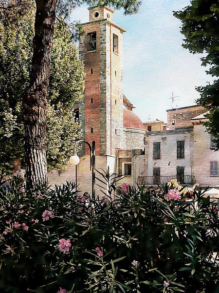 Oleander und Glockenturm von Dorothy Berry-Lound